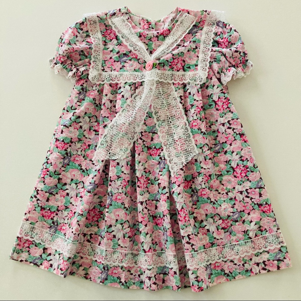 Evy Vintage USA Girls 6X Floral Lace Dress